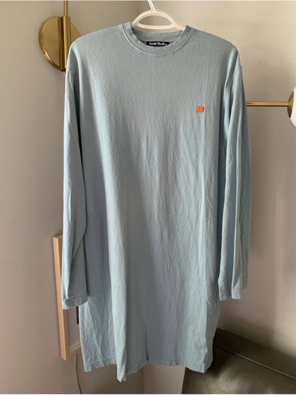 Acne Studios Blue Shirt Minidress Dusty Blue Organic Cotton Size XS